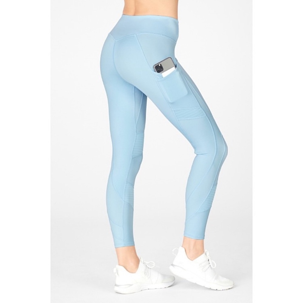 Fabletics high-waisted motion 365 Moto leggings, 7/8 length-pastel blue